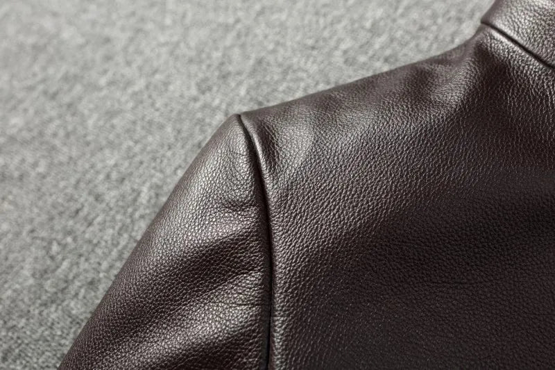 Black Brown Casual Mens Jackets Real Cowhide Genuine Leather Jacket Men Coats Autumn Chamarras De Cuero Para Hombre