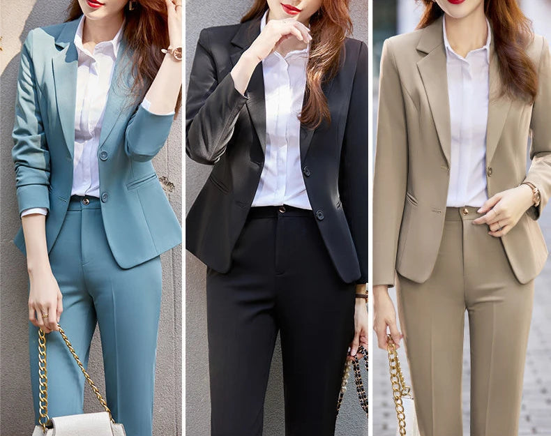Fall Outfits Suit Jacket Two Piece Sets for Woman Office Wear Formal Womens Blazer and Pants Suits Set 2 Elegant Pieces Business