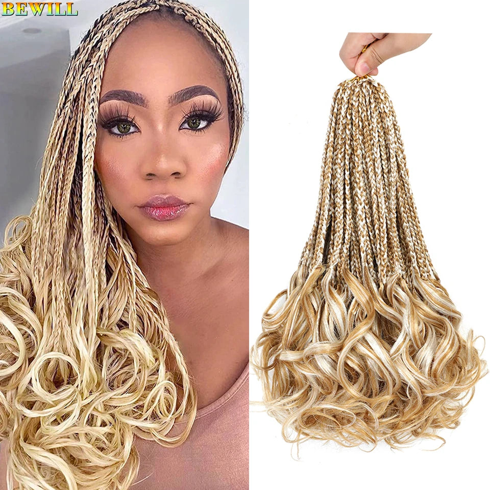 14 18 24 Inch French Curl Crochet Braids Boho Goddess French Curl Box Braids Crochet Hair Synthetic French Curly Braiding Hair