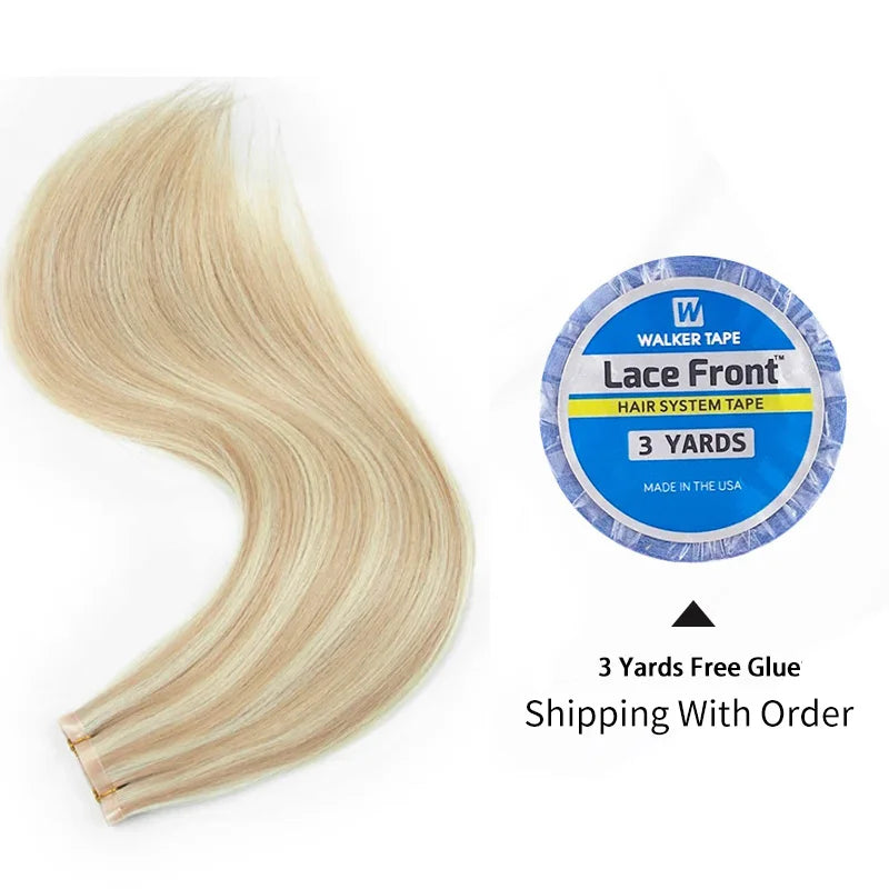 Long Flat Weft Invisible Tape Bundles Human Hair PU Skin Weft Hair Extension Injected Seamless & Glueless Tape On Hair Weft