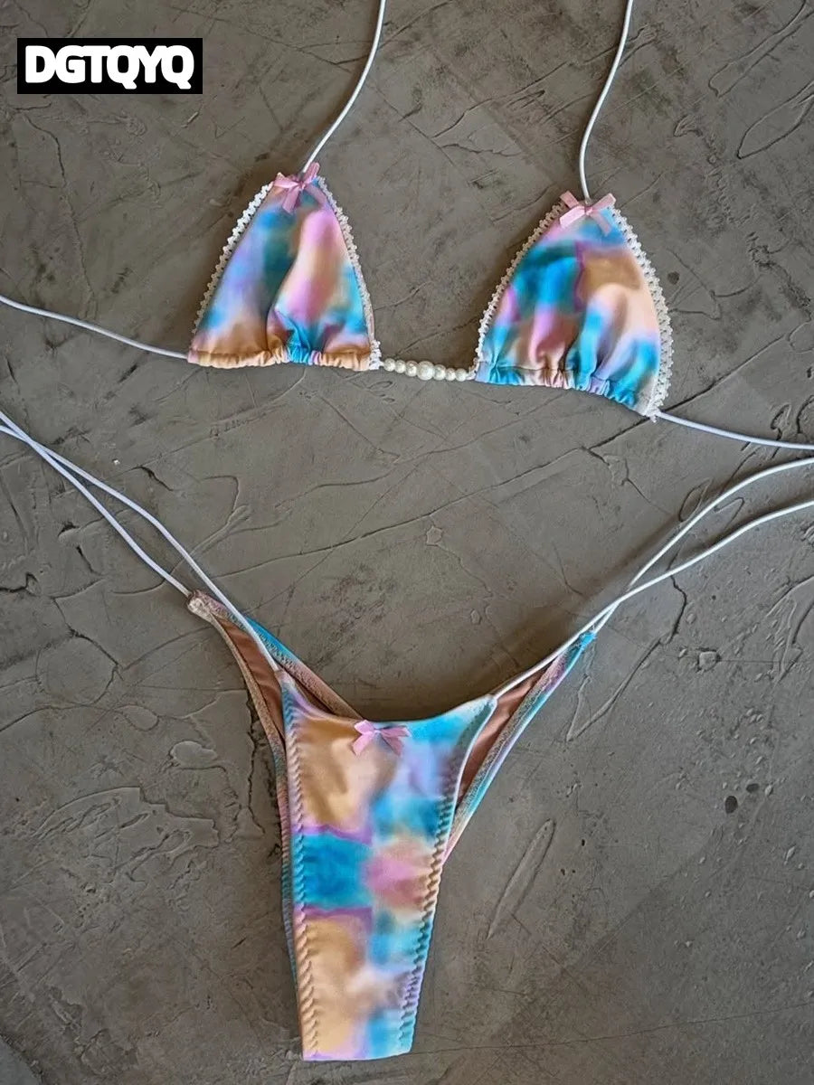 Micro Bikinis 2026 Sexy Women Swimsuit Swimwear Female Thong Bikini Set Biquini Bathing Suit Print Swimming Suits Beachwear