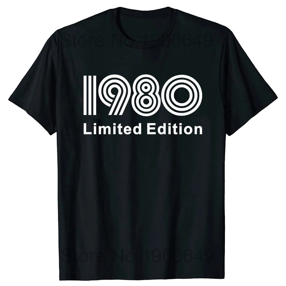 Men's Vintage 44th Birthday T-Shirt Summer 44 Year Classic 1980 Limited Edition Custom Printed Short Sleeve T-Shirt Top Tees