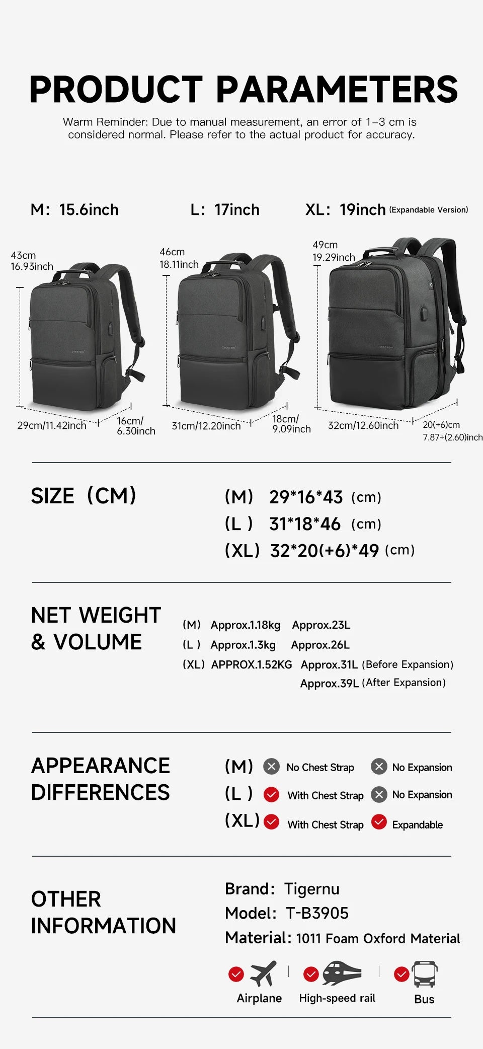 Tigernu Travel Backpacks For Men 15.6 17 19'' Laptop Backpack Male Business Backpack Bags For School Backpack Mochila Knapsack