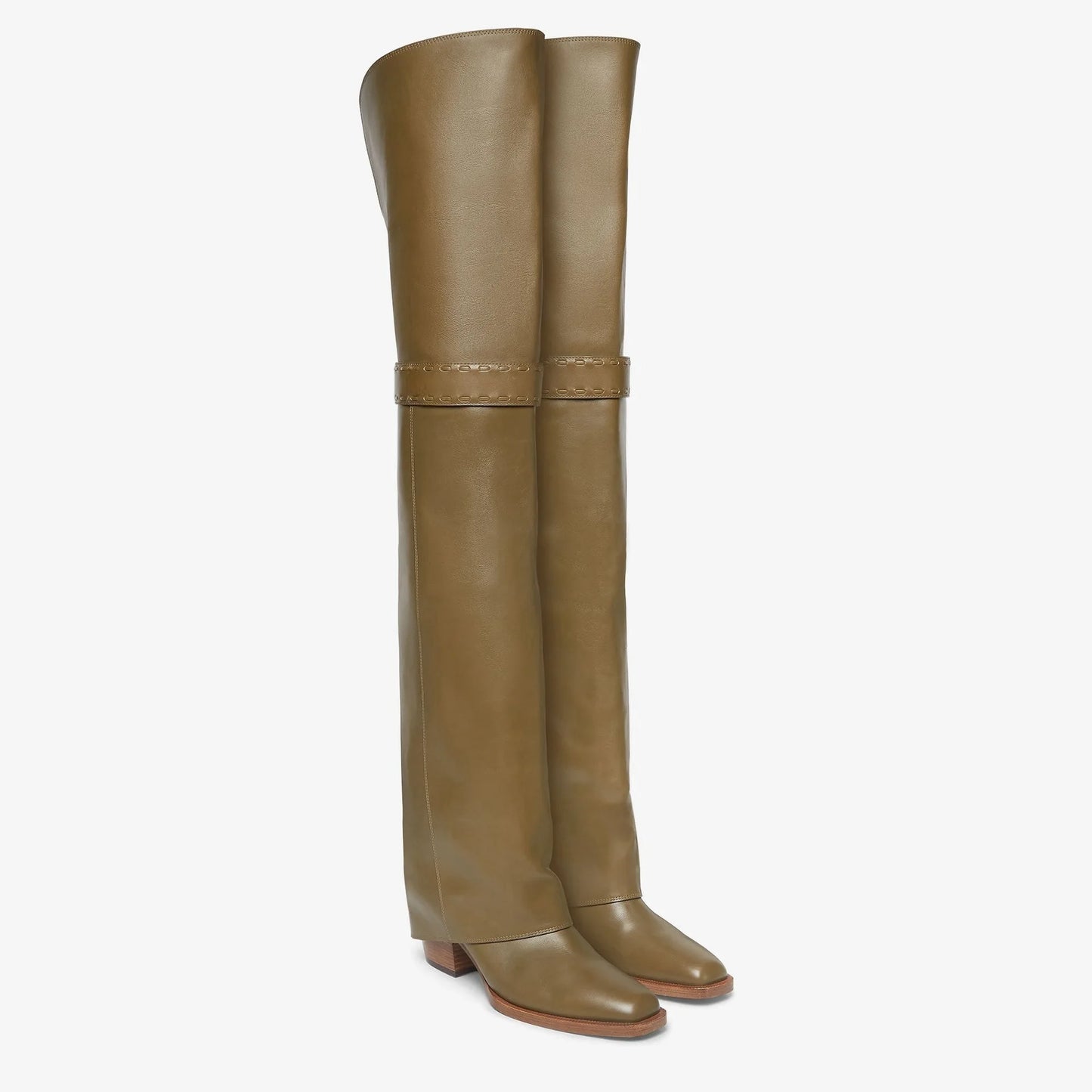 Elegant Temperament of European and American Women, Thick High Heels, Skirt Hem, Knee High Boots, Oversized Retro Knight Boots
