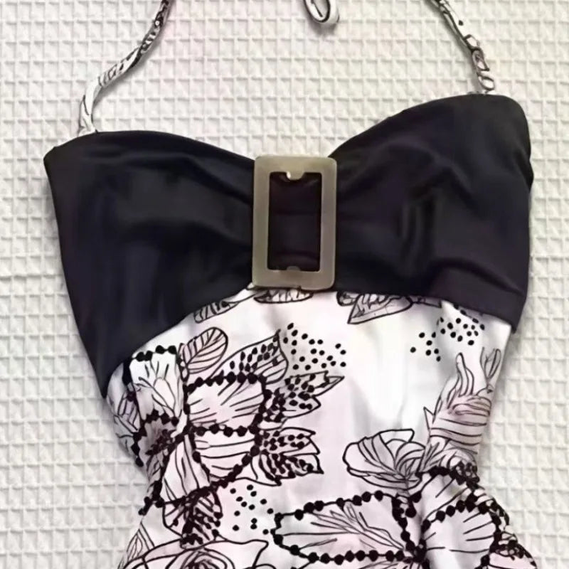 Retro Halter Top American Punk Hottie Halter Vest Harajuku Aesthetic Print Camisole Summer Splicing Design Tees Street Clothing