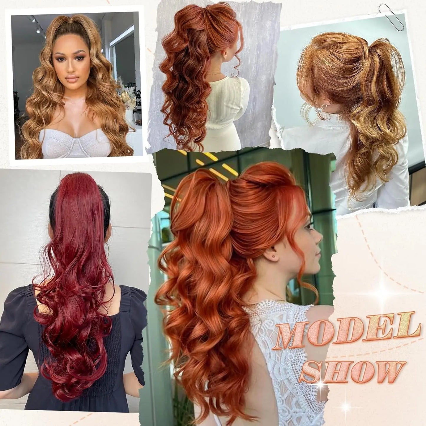 Tereshar Synthetic Ponytail Extension Claw Ponytail Extension Wavy Curly pony tails hair extensions Fake Hair Pieces for Women
