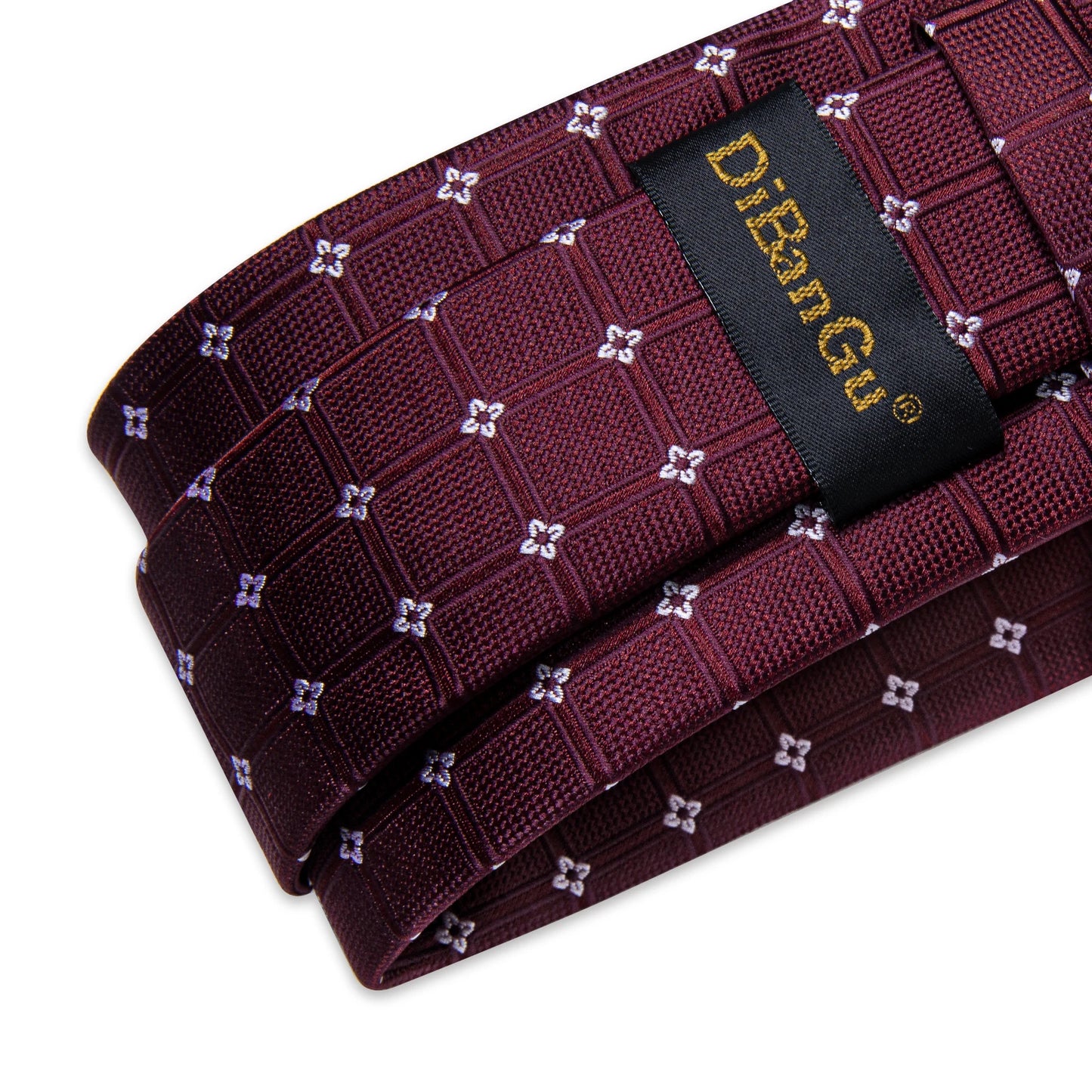 Dark Red Plaid Silk Ties for Men Classic 8cm Business Wedding Party Accessories Pocket Square Cufflinks Gift DiBanGu Dropship BAZAARHUBO