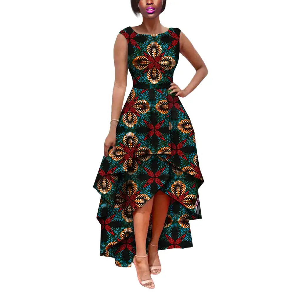 Hot African Women's AFRIPRIDE Private Sleeveless Pleated Party Dress Cotton Women's Dresses A722582