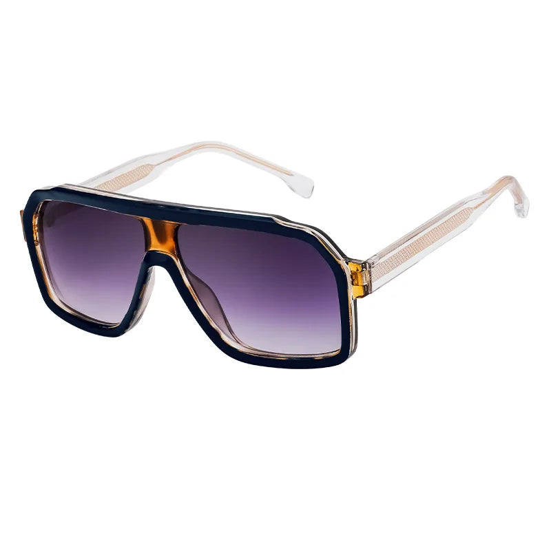 Retro Pilot Men Sunglasses Fashion Clear Gradient Shades UV400 Women Luxury Square Sun Glasses BAZAARHUBO
