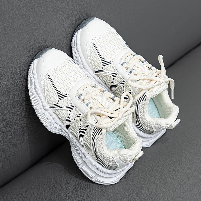 Kids Casual Shoes for Boys Girls Fashion Classic Air Mesh Summer Breathable Children Sports Running Sneakers Lace-up Non-slip