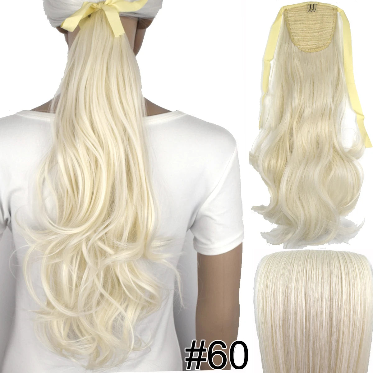 TOPREETY  Synthetic Hair Fiber Heat Resistant Wavy Ribbon Clip in Ponytail Extensions 1008