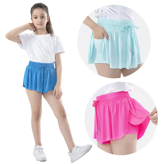 Women Shorts Children High Waist Skirts Breathable Shorts Child Summer Security Shortpants Sportswear Pocket Skirts for Girls