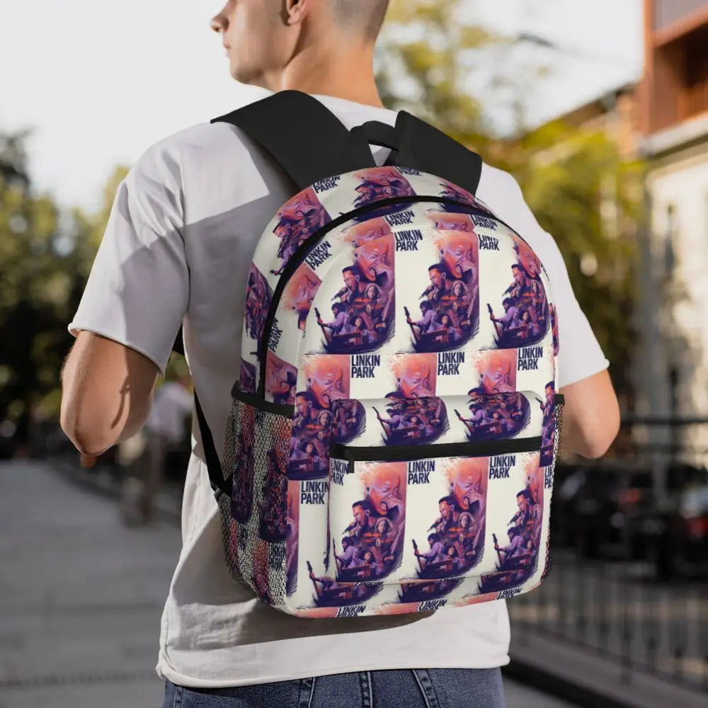 L-Linkin-S P-Park-S Band Student Backpack School Bag Hiking Travel Daypack for Boys Girls Fashion Bookbag Shoulder Bags