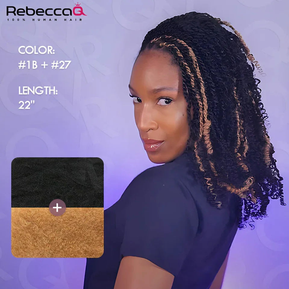 QVR Afro Kinky Bulk Hair No Attachment QVR Afro Curly Bulk Human Hair Rebecca Virgin Remy Dreadlock 50G/Pack Highlight Braids