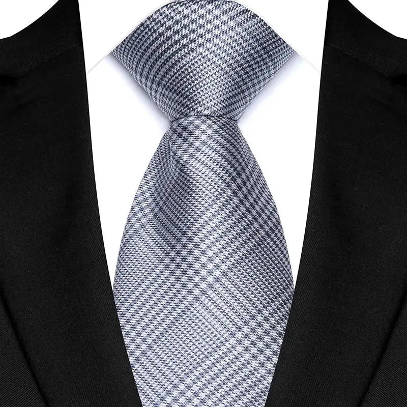 Classic 8CM Polyester Ties For Men Formal Business Silver Gray Paisley Stripes Dot Neckties Handmade College Shirt Neckwear BAZAARHUBO