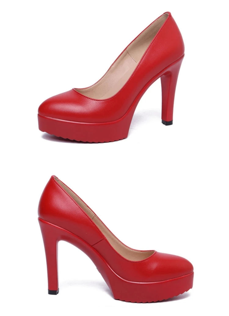Small Size 32-43 Stilettos Pumps Women Wedding Shoes Red White 2025 Spring Shallow High Heels Shoes Ladies Platform Shoe Office