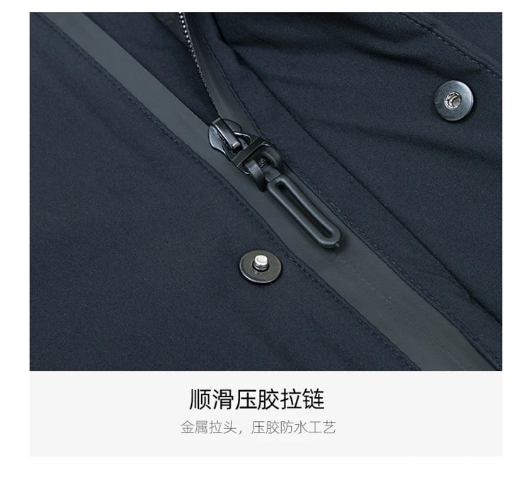 Business Men Thick Winter Big Hood Collar Warm Parka Waterproof Windproof NEW -40 Degrees Top Quality White Duck Down Jacket Men