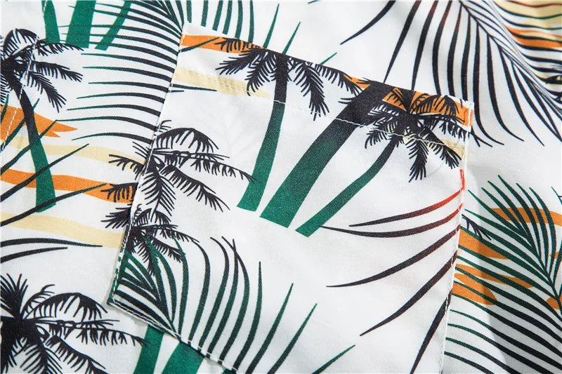 Men's Hawaiian Polyester Summer Short Sleeve Shirt Tropical Leaf 3D Pattern Printing Beach Male Shirts Casual Blouse For Men
