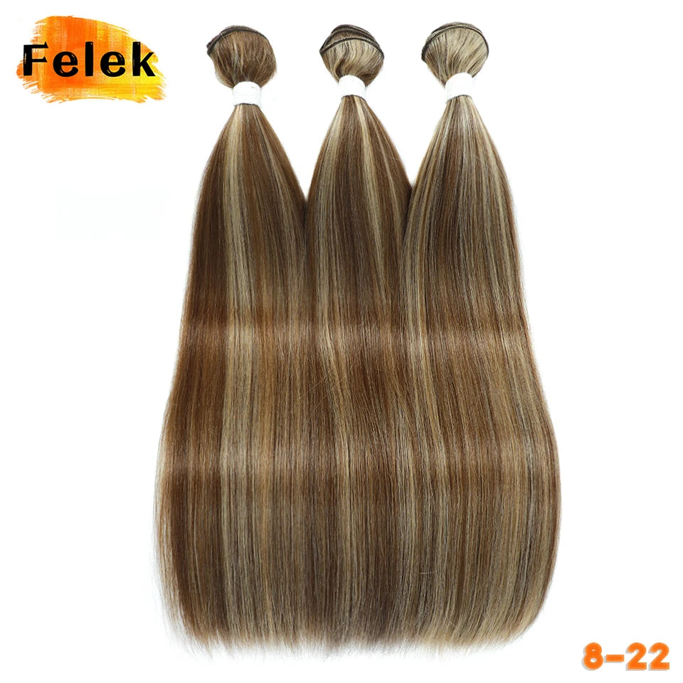 1Pc Straight Hair Bundles Synthetic Natural Hair Weaving 613 Blonde Bundles Hair Extensions Ombre Brown Red Weave Long Fake Hair