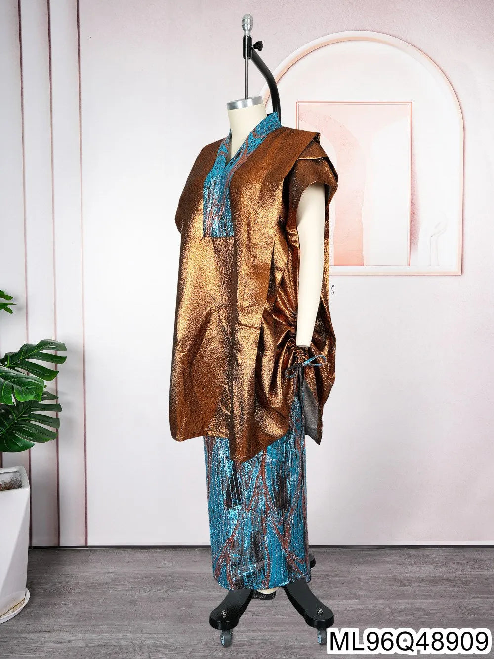 2025 New African Women's Fashion Robe and Skirt Set, Printed Plus-size Two-piece Dress ML96Q48907