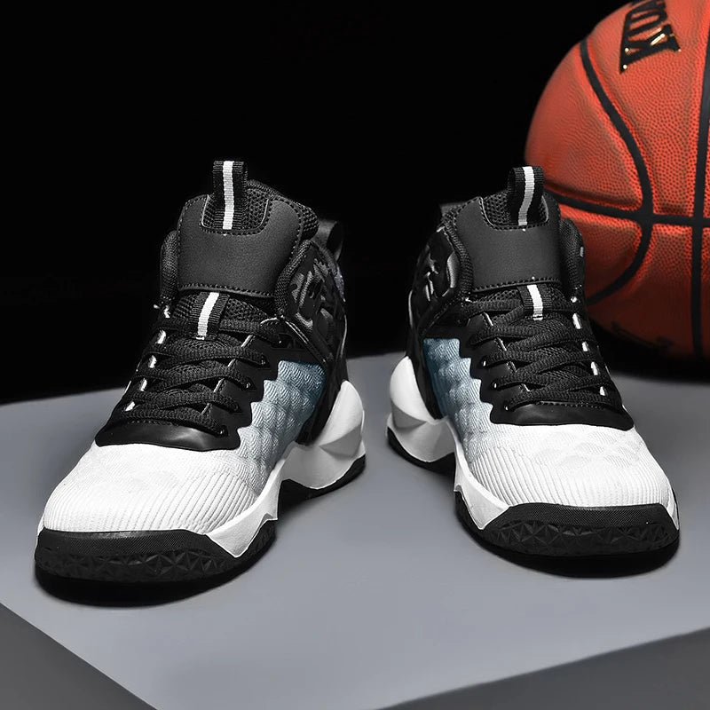 Basketball Shoes, Men's Outdoor Sports Shoes, Men's Shock-Absorbing High-Top Student Practical Shoes, Mesh Breathable Casual Shoes