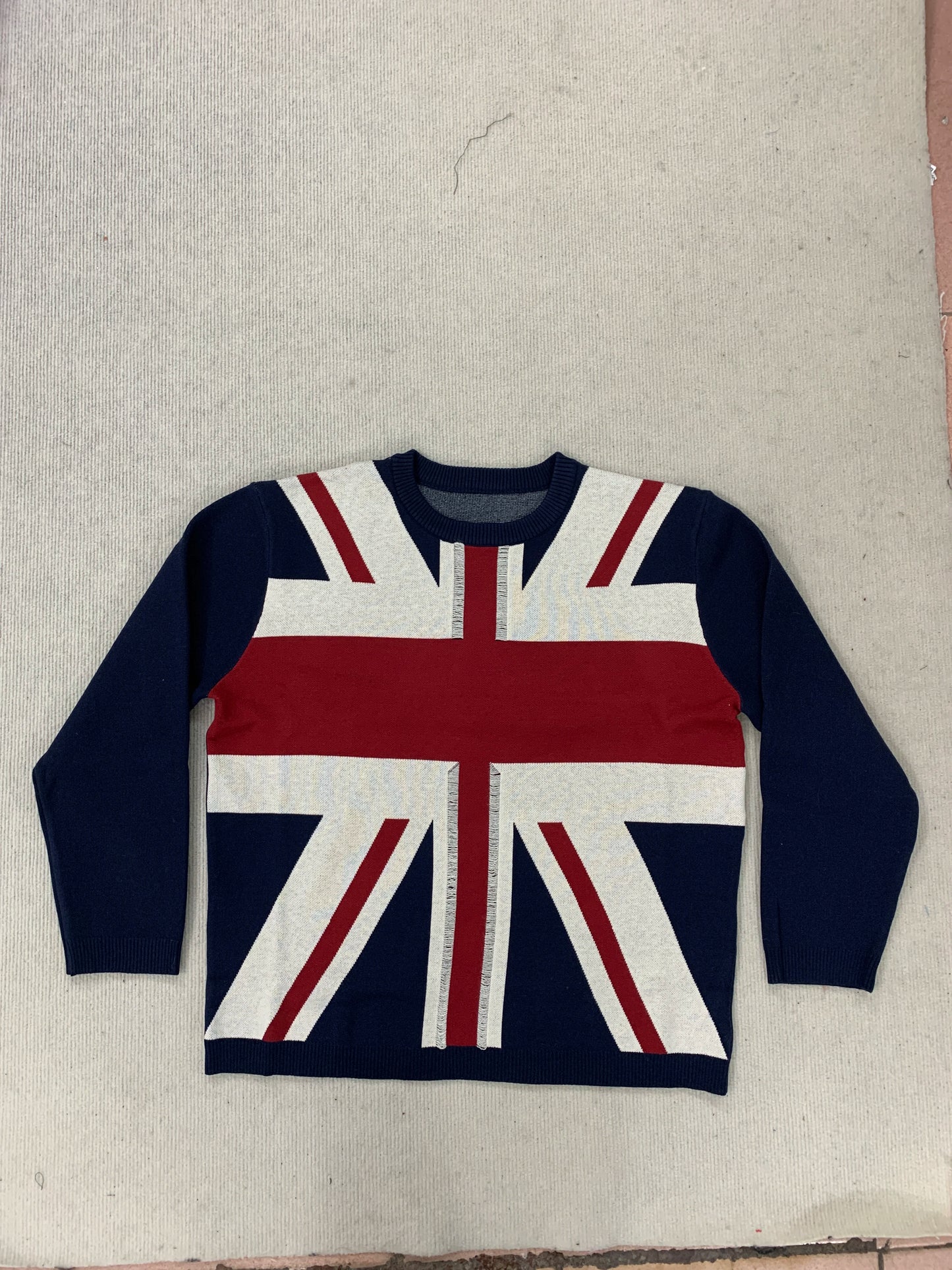 Y2K Unisex Union Jack Sweater, British Flag Graphic Long Sleeve Top, Casual Oversized Streetwear Knitted Jumper