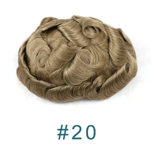 0.02mm Super Ultra Thin Skin 80% Density Natural Hairline Men Toupee Blonde Brown Grey Human Hair Undetected Capillary Prosthesi