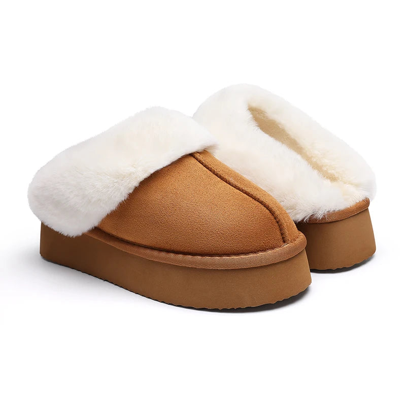 Smile Winter Fluffy Women Fuzzy Slippers Warm Short Plush Non-slip Cozy Soft Cotton Slippers  Indoor Fleece Lined Fur Slippers