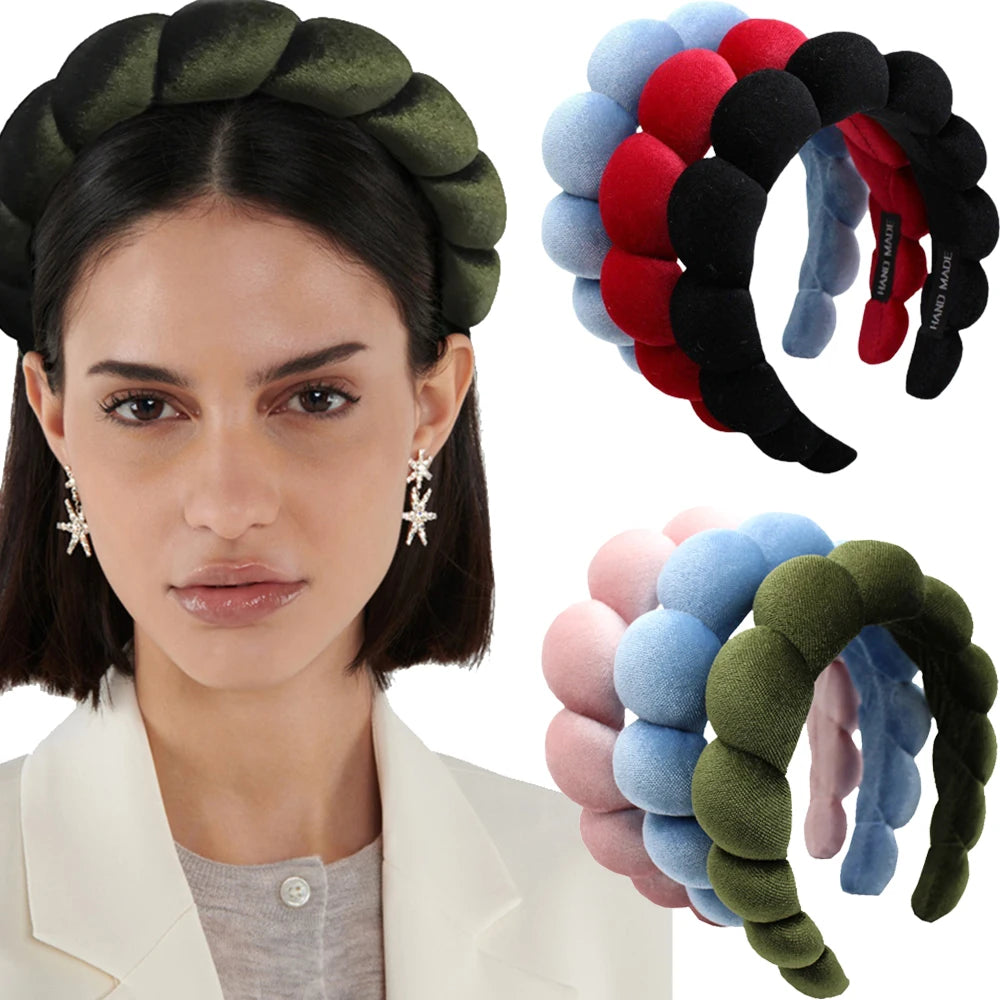 Fashion Padded Headbands for Women Wide Bezel Hairbands Thick Velvet Hair Hoop Girls Sponge Non-slip Hairband Hair Accessories BAZAARHUBO