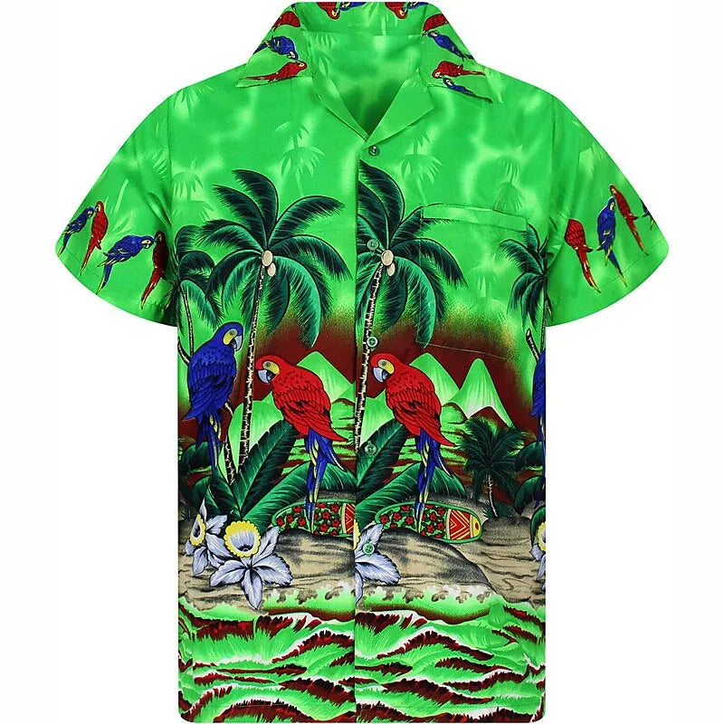 Summer Floral Parrot 3d Print Shirt Men Women Fashion Shirts Single-Breasted Short Sleeve Hawaiian Shirts Blouse Men's Clothing