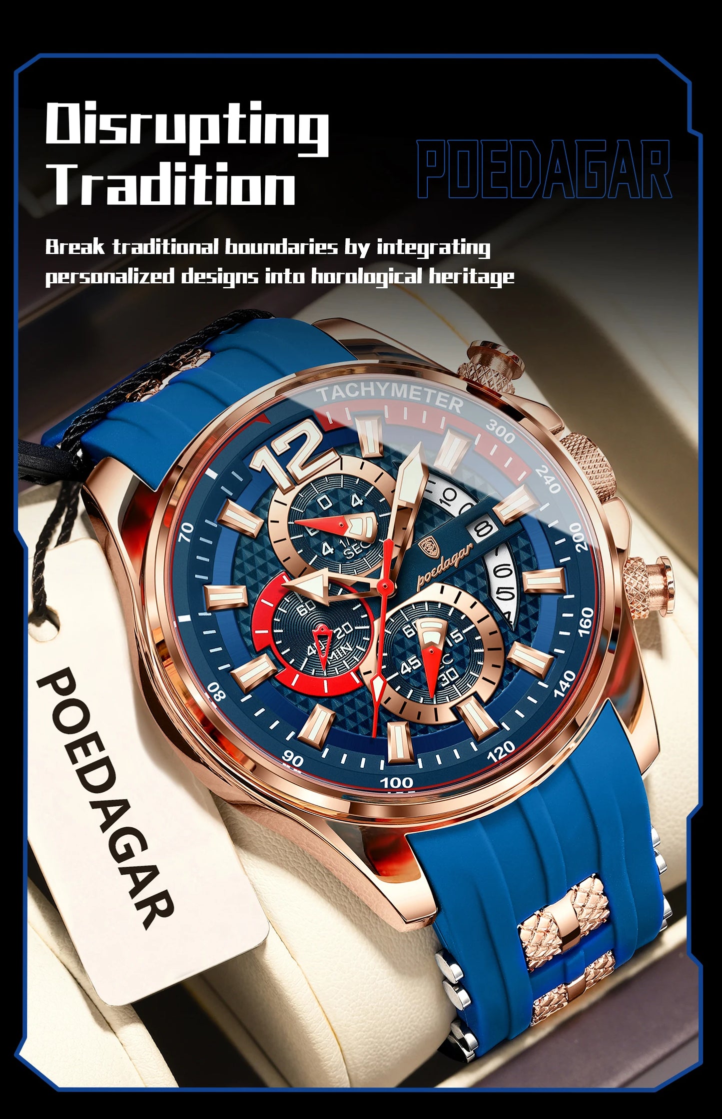 POEDAGAR Luxury Watch For Men Date Chronograph Luminous Waterproof Silicone Male Watch Fashion Sports Quartz Men's Watches Reloj