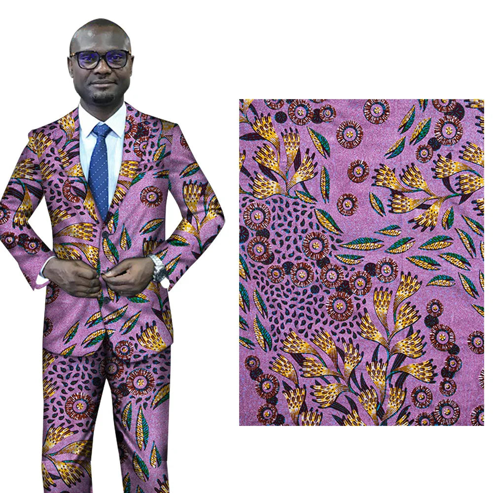 African Wax Print Fabric – 100% Cotton Ankara with Gold Foil Shimmer, 6 Yards/Roll, for Dresses, Headwraps & Fashion Garments