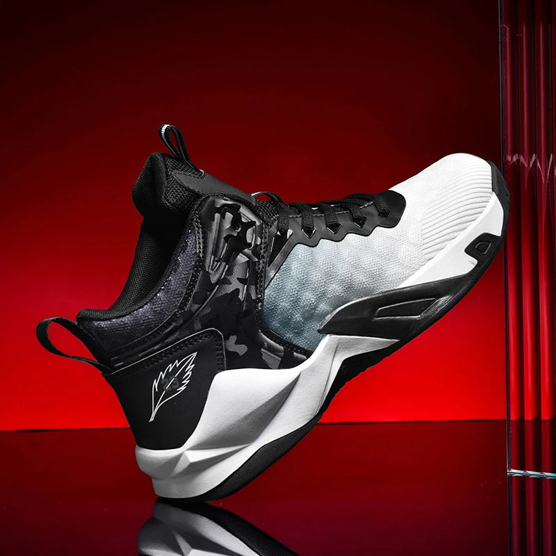 Basketball Shoes, Men's Outdoor Sports Shoes, Men's Shock-Absorbing High-Top Student Practical Shoes, Mesh Breathable Casual Shoes