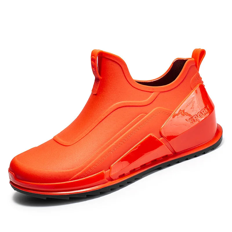 Men's Rain Boots Ankle Waterproof Shoes Men Casual Fishing Work Shoes Slip on Non-slip Rain Shoes Womens Kitchen Rubber Shoe 장화