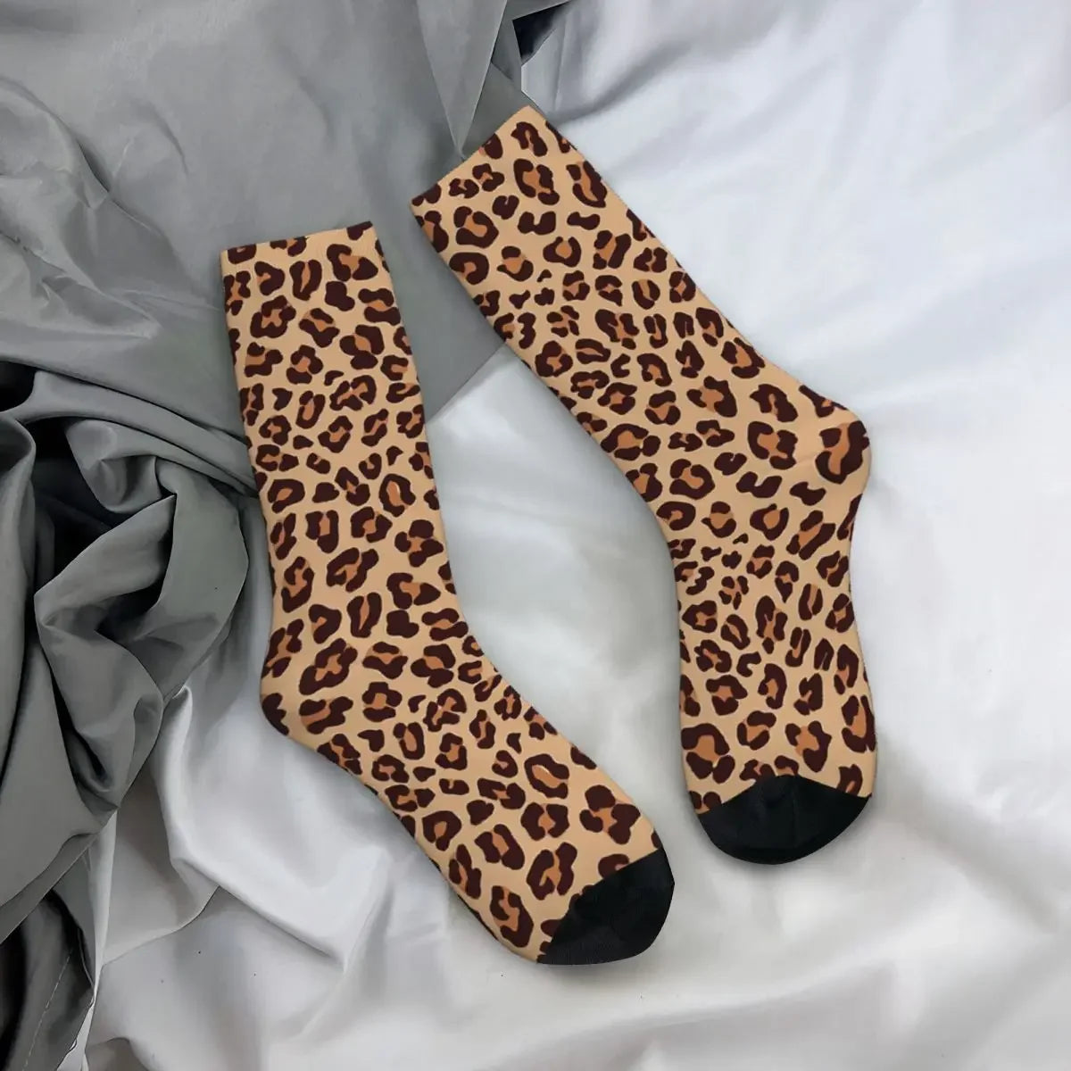 Funny Men's Socks Gold Brown Leopard Print Retro Harajuku Camouflage Hip Hop Seamless Pattern Crew Crazy Sock Gift Printed
