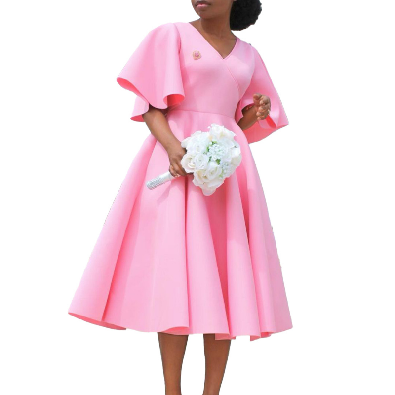 African Elegant A-line Midi Dress For Women Summer Fashion Casual Robe Femmes New Flare Sleeve Club Party Sexy Dresses Vestidos