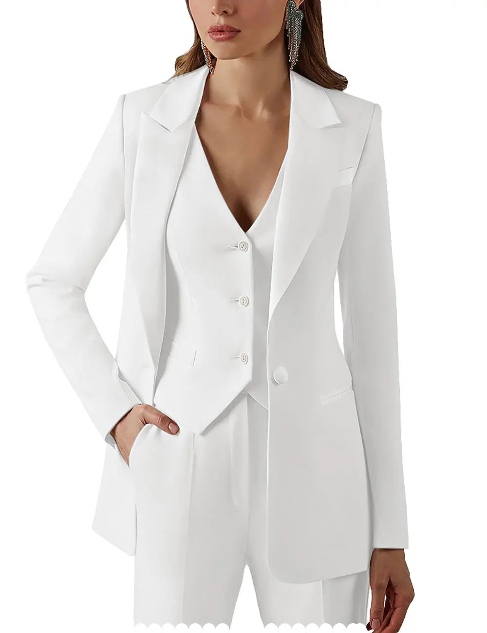 Womens Suits for Office Work 3 Pieces Set Lady Blazer Business Suit Set Work Pant Vest Jacket (Blazer+Vest+Pants)