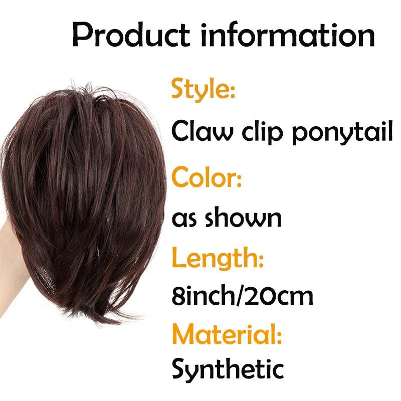 Synthetic Messy Bun Hair Piece Claw Clip in  Piece  Curly Short High Ponytail Extension Tousled Updo For Girls