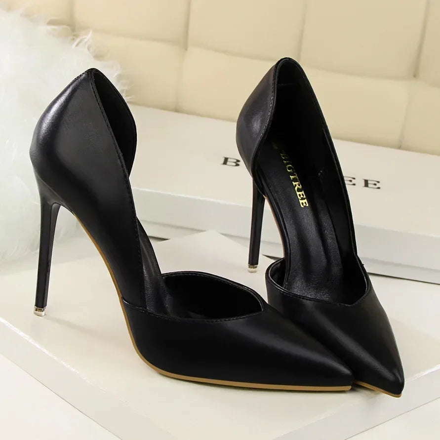 Summer Women Office Work 10.5cm High Heels Nightclub Leather Pumps Lady Fashion Concise Yellow Red Shoes Party Stiletto Heels