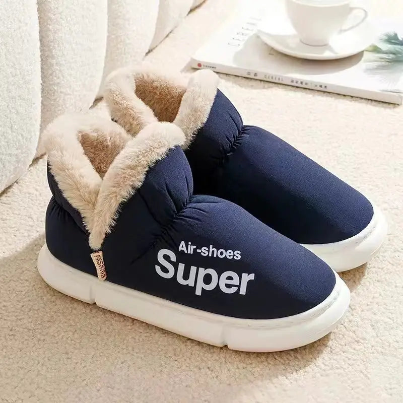 Winter Plush Men Cotton Shoes Warm Plush Men House Slippers Outdoor Soft Non Slip Women's Shoes Casual Furry Men Shoes