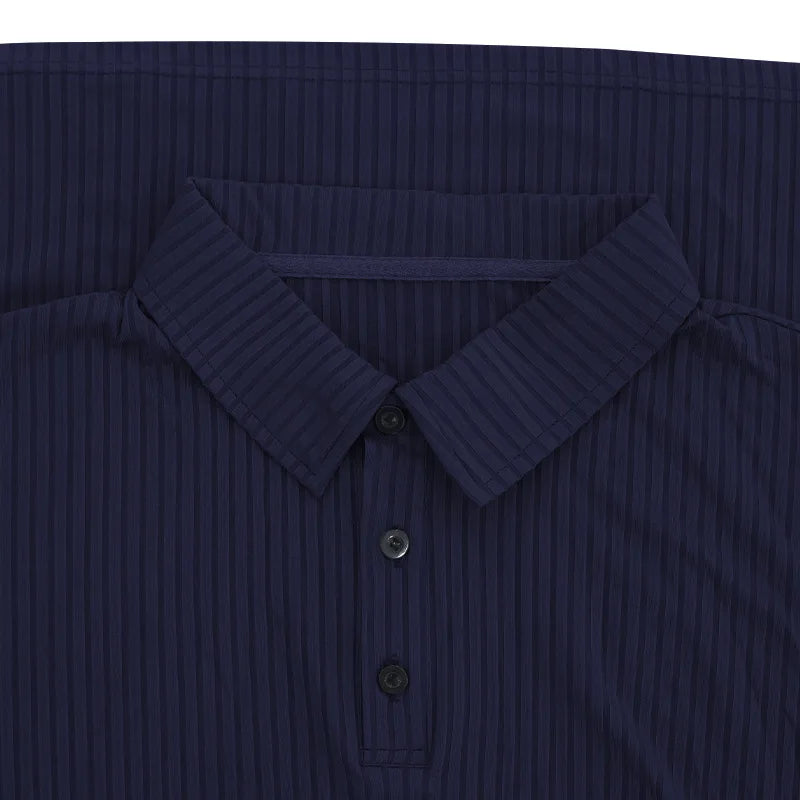 Cross-border autumn men's classic casual American lapel button-up long-sleeved T-shirt elastic pit strip polo shirt