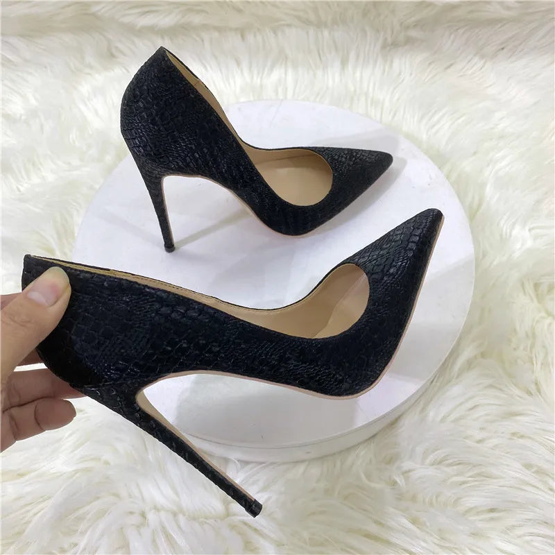 Snake Pattern Thin High Heels Women 8CM 10CM 12CM Elegant Shallow Mouth Party Dress Shoes Brand Lady Shoes Office Woman Pumps