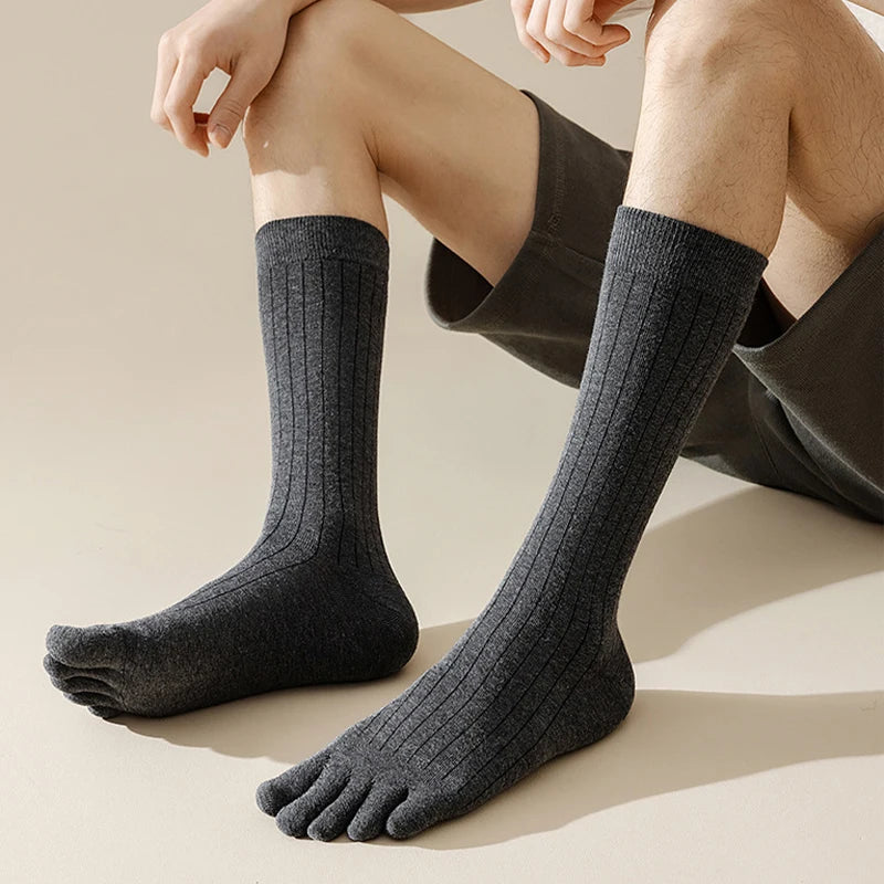 Men's Cotton Sweat Absorption Split-toe Knee-high Socks Breathable High Quality Soft Male Sock Comfortable Fashion Casual Sox