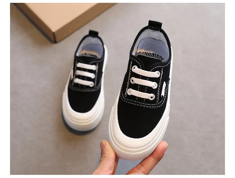 Children Sport Canvas Shoes Boys Casual Shoes Girls Soft Sole One-legged Cloth Fashion Student Single Shoes Flats