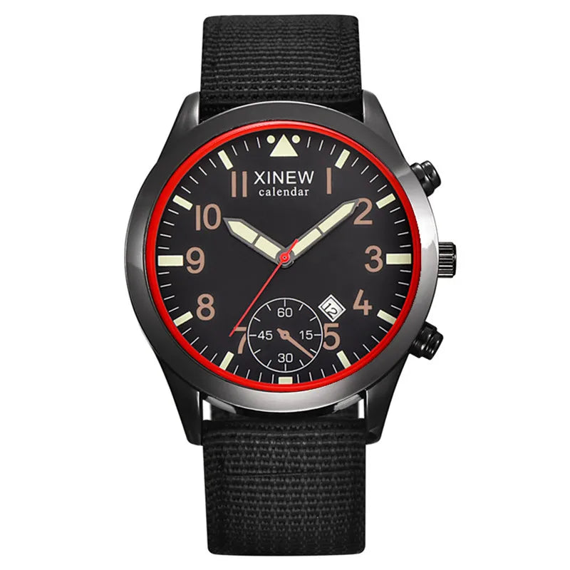 XINEW Cheap Brand Watches For Men Students Fashion Simple Leather Band Army Sports Date Quartz Watch Relogios Masculinos 2024