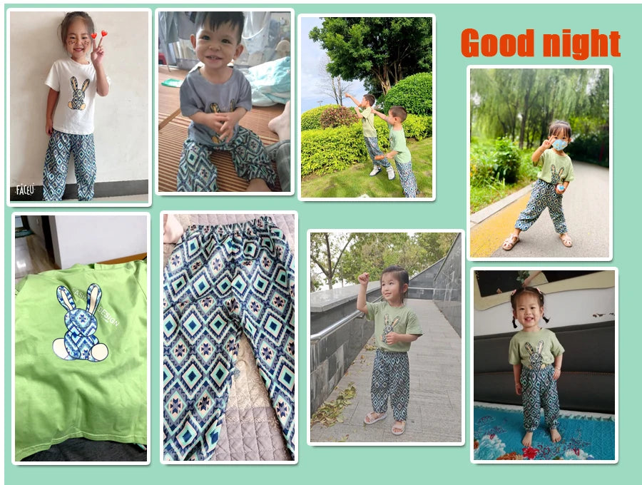Children Clothing Sets Boys Girls 2023 Summer Mother Kids Clothes Cotton T-shirt Short Sleeves Trousers 2pcs Suit Baby Clothes