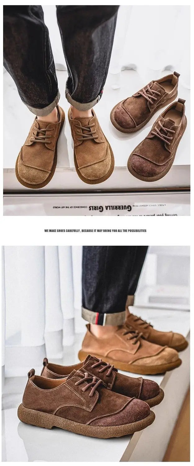 2025 men's shoes autumn new casual shoes wide toe retro low top lace up trend versatile men's shoes