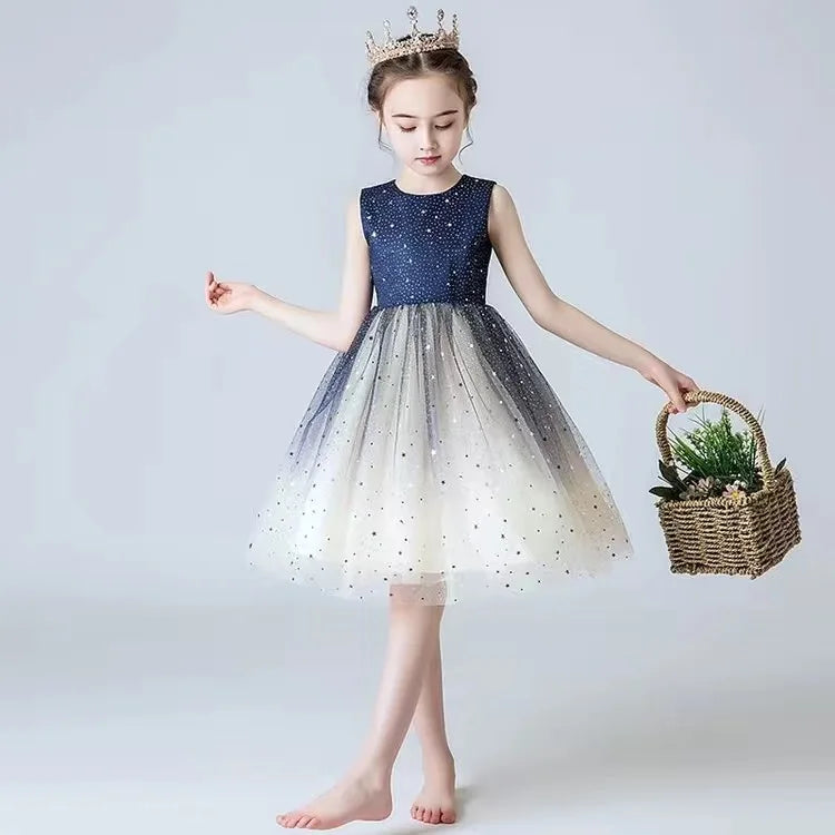 Flower Girls Princess Sequins Baby Wedding Christmas Party Trailing Dress Teenager Children Kids Elegant Vestidos for 3-15Years