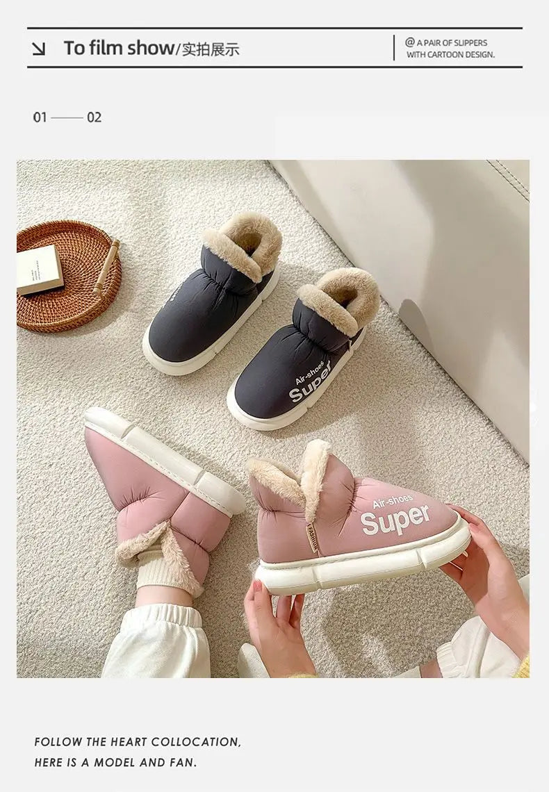 Winter Plush Men Cotton Shoes Warm Plush Men House Slippers Outdoor Soft Non Slip Women's Shoes Casual Furry Men Shoes