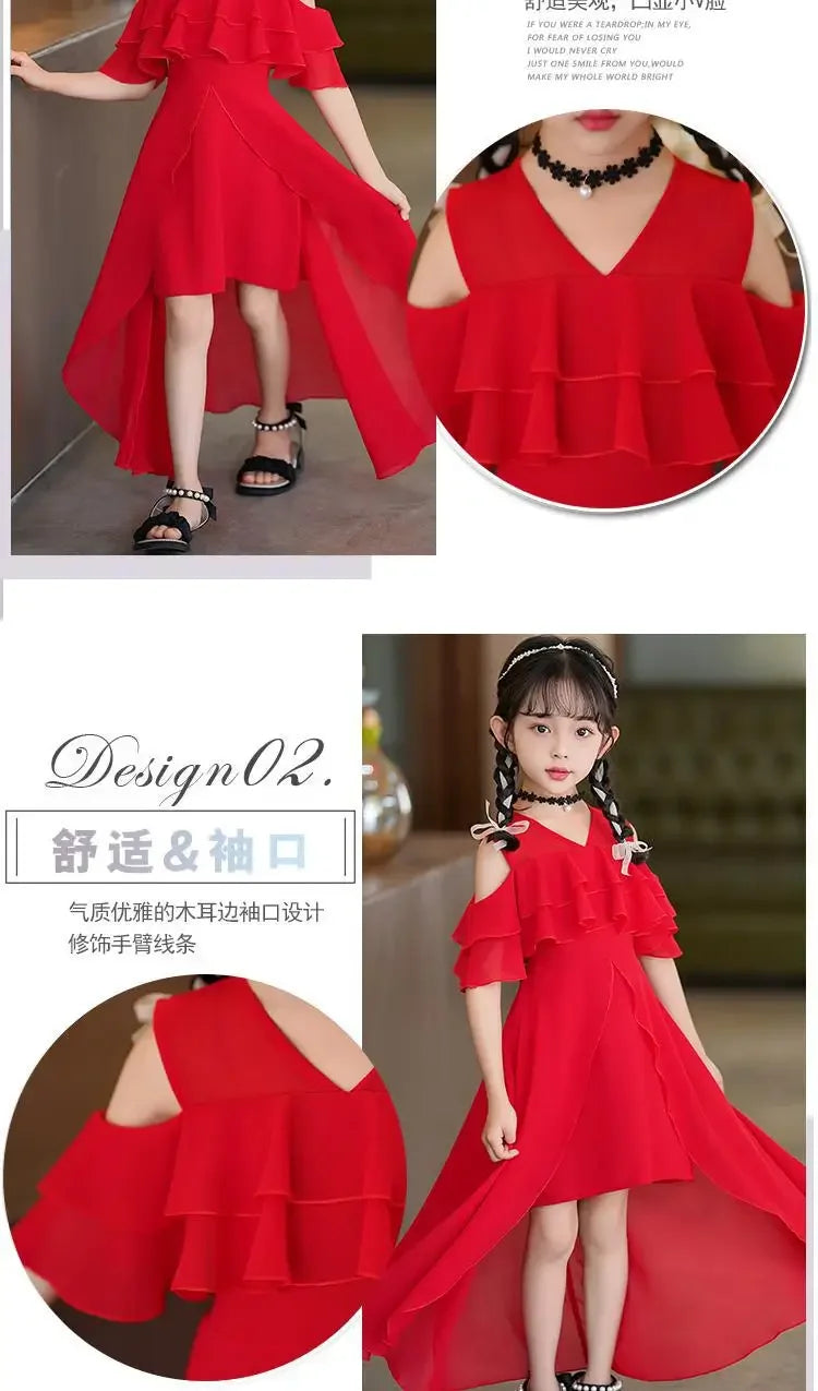 Fashion Chiffon Boho Girls Dresses Bohemian Beach Kids Clothing Vestido Girl Outfit Robe Fille Casual Maxi Children Dress Summer